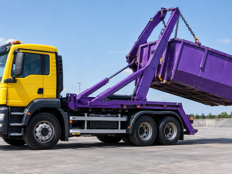 Reťazový nakladač SLOVbiz s kontajnerom na odpad